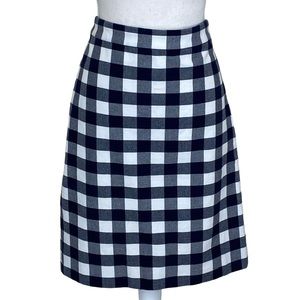 J. Crew Retail No. 2 Pencil Skirt 6 Cotton Stretch Navy Plaid Lined Preppy